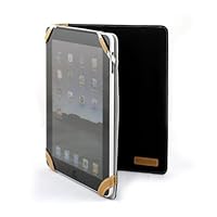 CaseCrown Preppy Horizontal Flip Cotton Weave Organizer Portfolio Style Case (Black) for the Apple iPad Wifi / 3G Model 16GB, 32GB, 64GB