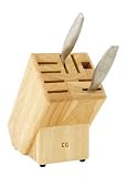 T&G Professional Knife Block in Hevea with Slots for 8 Knives and Scissors/Steel