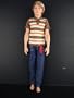 Ken Doll Outfit Jeans and Brown Striped Shirt Made to Fit the Ken Doll