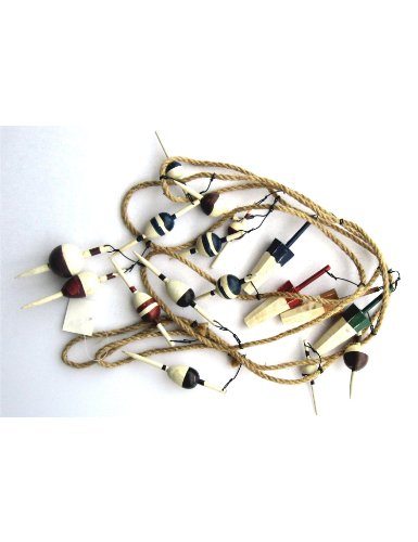 Wood Fishing Bobber Garland (17 PC 9') - Fish Net Decor