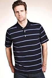 Pure Cotton Striped Jersey Polo Shirt