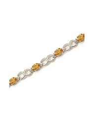 10K White Gold Oval Citrine and Diamond Bracelet