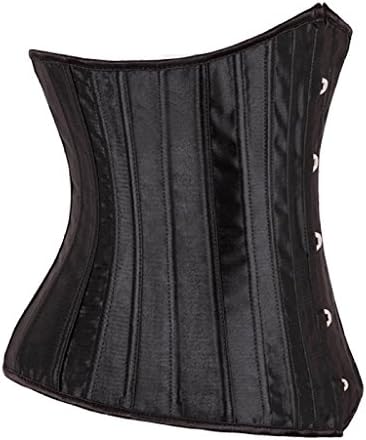YIANNA Women's 24 Spiral Steel Boned Satin Underbust Waist Training Corset, 7056-Black, Size 2XL/Waist:30-32inch(US Size 10-12)