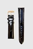 20mm Black Alligator Grain Breitling Style Italian Leather Watchband