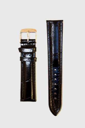 20mm Black Alligator Grain Breitling Style Italian Leather Watchband
