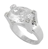 Sterling Silver Oval Cut CZ Ring in Prong Setting