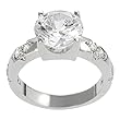 Silvertone Round-cut Cubic Zirconia Ring (Sizes 5 - 9 available)