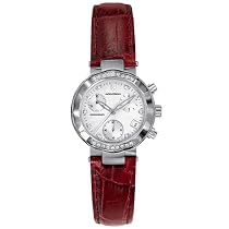 Accutron Women's Chamonix Diamond Chronograph Red Leather Watch #26R16