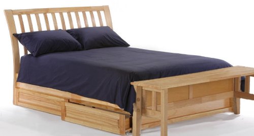 Nutmeg Eastern King Platform Bed w/ Natural Finish + 2-Drawer Set & Footboard Bench