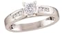 Platinum Princess Cut Center with Round Side Stones Ring  (1/3ctw, I,  I1)