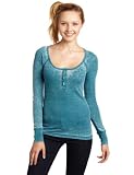 Roxy Juniors Up Hill Henley Shirt, Green, Medium
