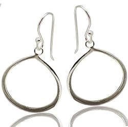 925 Sterling Silver 20mm Teardrop Dangle Hoop Earrings By Tomas