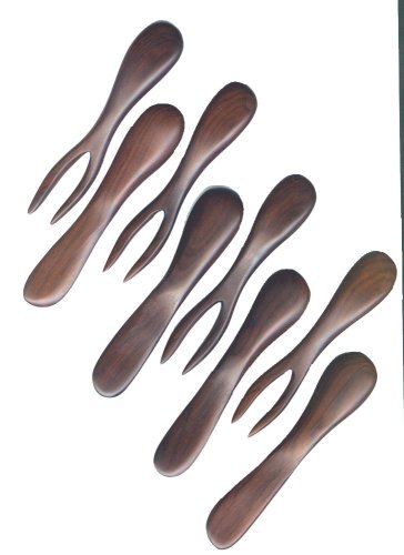 Buy Hors d oeuvres Set – Hand Carved Matching Spreader and Fork Set, 4fork,4spreader, Bolivian Rosewood