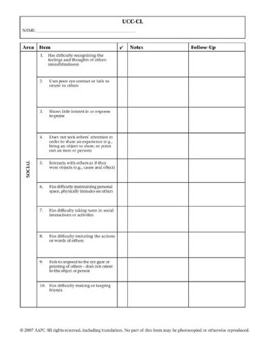 Underlying Characteristics Checklist (UCC-CL) 20 pack