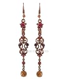 Vintage style Pink Long Dangle Earrings Crystals