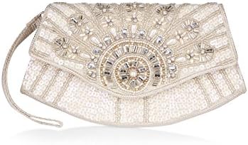 Accessorize Womens Cora Curve Beaded Clutch Bag