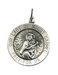 CleverEve Designer Series Our Lady of Mount Carmel Sterling Silver Medal Pendant 18.25 mm