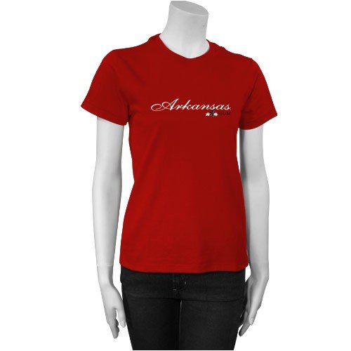 Arkansas Razorbacks Cardinal Ladies Scripted University Mom T-shirt