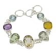 Sterling Silver Multi Stone Toggle Bracelet