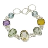 Sterling Silver Multi Stone Toggle Bracelet