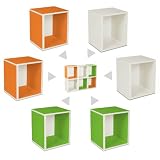 Way Basics Modular Storage Cubes Plus, Green Orange White