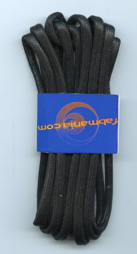 Waxed cotton boot laces Black 5mm diameter (240cm length)