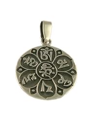 Sterling Silver Buddhist Pendant of Compassion - Om Mani Padme Hum
