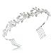 Bling Jewelry White Gold Plated Crystal Pearl Flower and Leaf Vines Bridal Tiara Headband