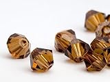 Glasperlen zum Auffaedeln von Swarovski Doppelkegel 6mm (Smoked Topaz), 48 Stueck