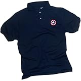 Captain America Shield Embroidered Logo -- Marvel Comics Adult Polo Sportshirt, Medium