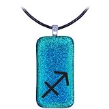 SAGITTARIUS Zodiac - Dichroic Glass Pendant with .925 bail