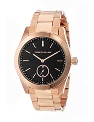 Kenneth Jay Lane Womens KJLANE-2308B 2300 Series Black Dial Rose Gold Ion-Plated Stainless Steel Watch