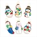 SIX PIECE SET 6 SNOWMAN GLASS CHRISTMAS TREE ORNAMENTS