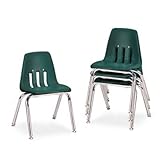 Virco 9000 Series Classroom Chairs, 14" Seat Height, Forest Green/Chrome, 4 ....