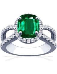 Platinum Cushion Cut Emerald Ring With Sidestones (GIA Certificate)