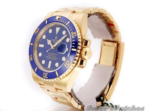 ROLEX SUBMARINER Mens Watch in 18K YELLOW GOLD, Blue Dial And Ceramic Bezel, NEW RELEASE 116618 LB