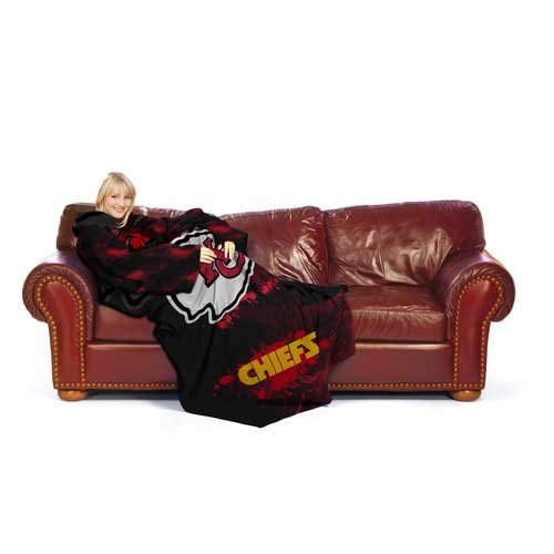 NFL Kansas City Chiefs Adult Comfy Throw, Officially Licensed Blanket with Sleeves by Northwest, 