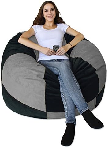 koze fom Shredded Foam Bean Bag 50-inch Black and Grey
