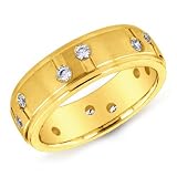 14K Yellow Gold Contemporary Diamond Band Ring