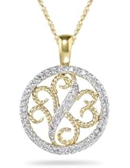 0.23 Cts Diamond Two Tone Pendant in 14K Gold