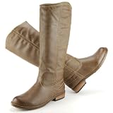 Produkt-Bild: Damen Winter Langschaft Schlupf-Stiefel, used Look, braun used antic