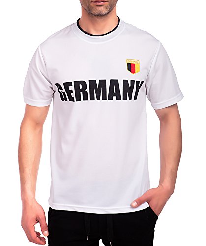 24brands Herren EM T-Shirt Kurzarm Sport Trikot Fussball Länder Italien Deutschland – 3048, Größe:M;Farbe:Deutschland Weiss