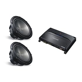 2 KENWOOD KFC-W3012 (12 inch 1200 Watt Subwoofers) & KENWOOD KAC-9104D (Mono Channel Amplifier) PACKAGE DEAL