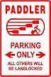 PADDLER PARKING row crew canoe kayak sign