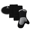 Kitchen Towel and Pot Holder Black 4-pc. Set