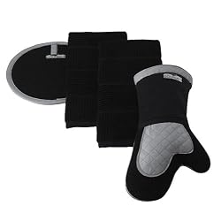 Kitchen Towel and Pot Holder Black 4-pc. Set