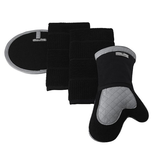 Kitchen Towel and Pot Holder Black 4-pc. Set