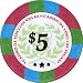 Authentic All Clay Casino Da Vinci Poker Chip, Red w/$5 Denomination, Comparable to Paulson.