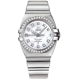 Omega Constellation Women's Mother-of-Pearl Diamond Dial Diamond Bezel Stainless Steel Automatic Double Eagle Watch 1599.75
