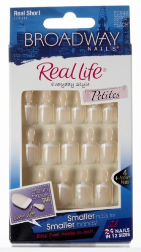 Kiss Broadway Nails Kit, Real Short Length, Peach, 24 Count